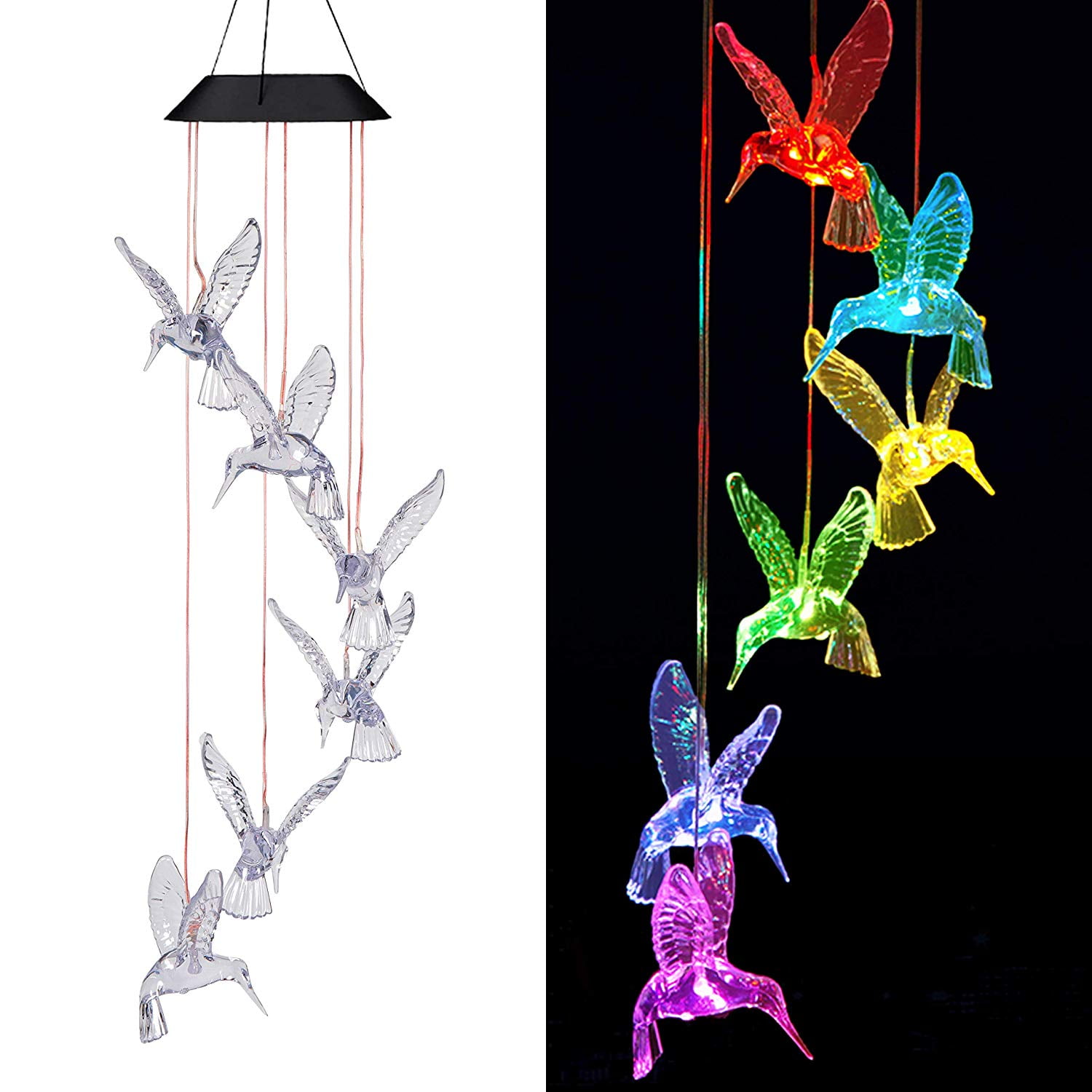 Wind Chime Solar Powered Outdoor Color-Changing Mobile Romantic Led Lights Gift 