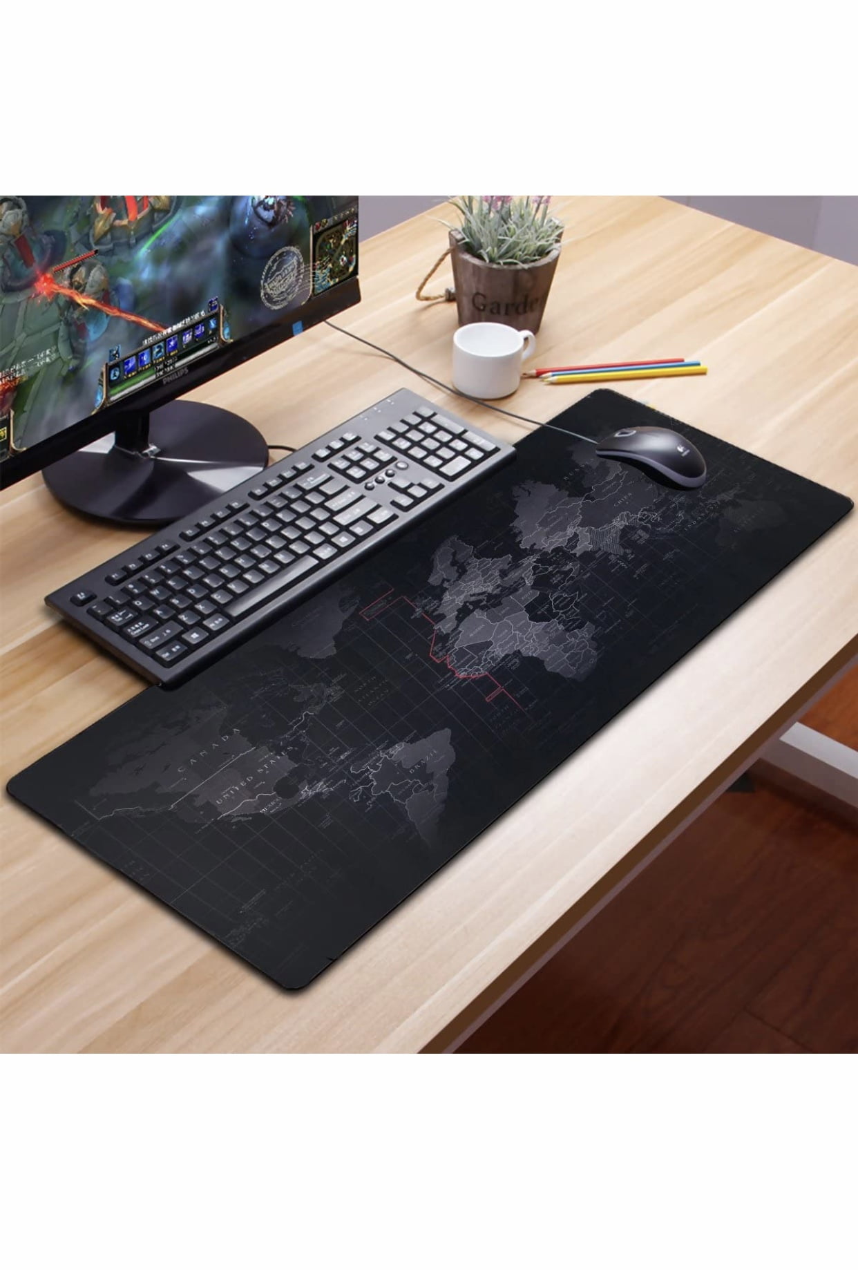 Large World Map Gaming Mouse Pad Office Desk Laptop Computer Keyboard Mice Mat 
