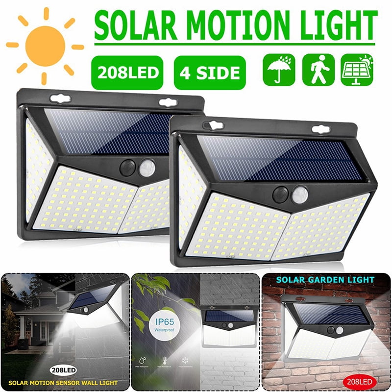 100LED 208 LED Outdoor Solar Power Wall Lamp Motion Sensor Security Garden Light 