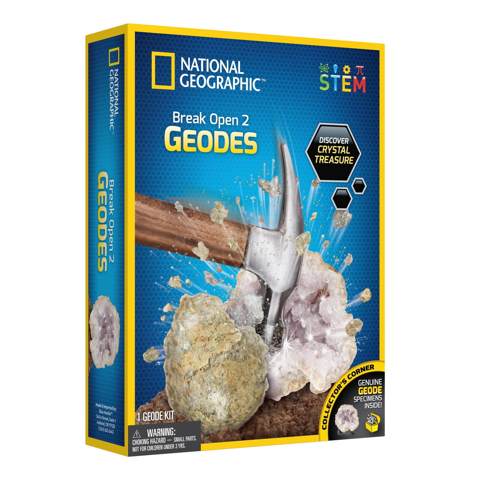 NATIONAL GEOGRAPHIC Break Open 10 Premium Geodes w Goggles Guide 2 Display Stand 