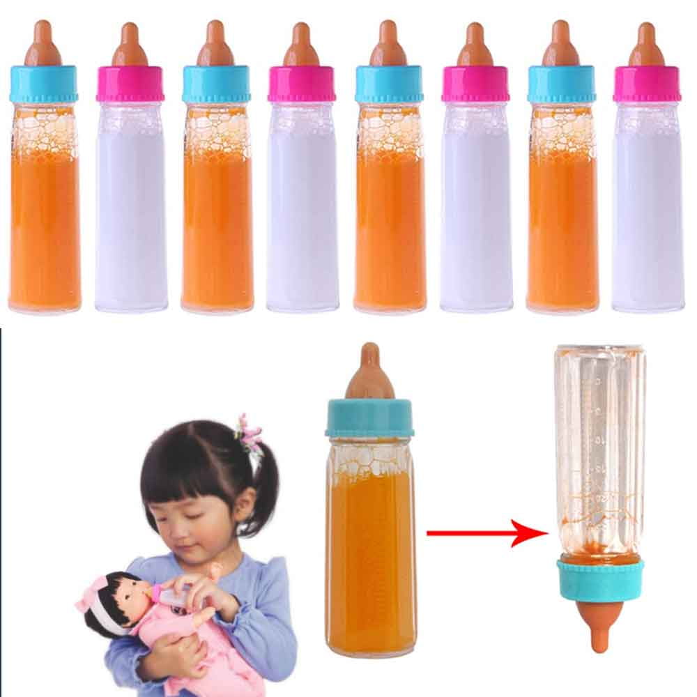 New Born Baby Doll Magic Milk Bottle Set of 2 Dolls Feeding Set Girls Toy 