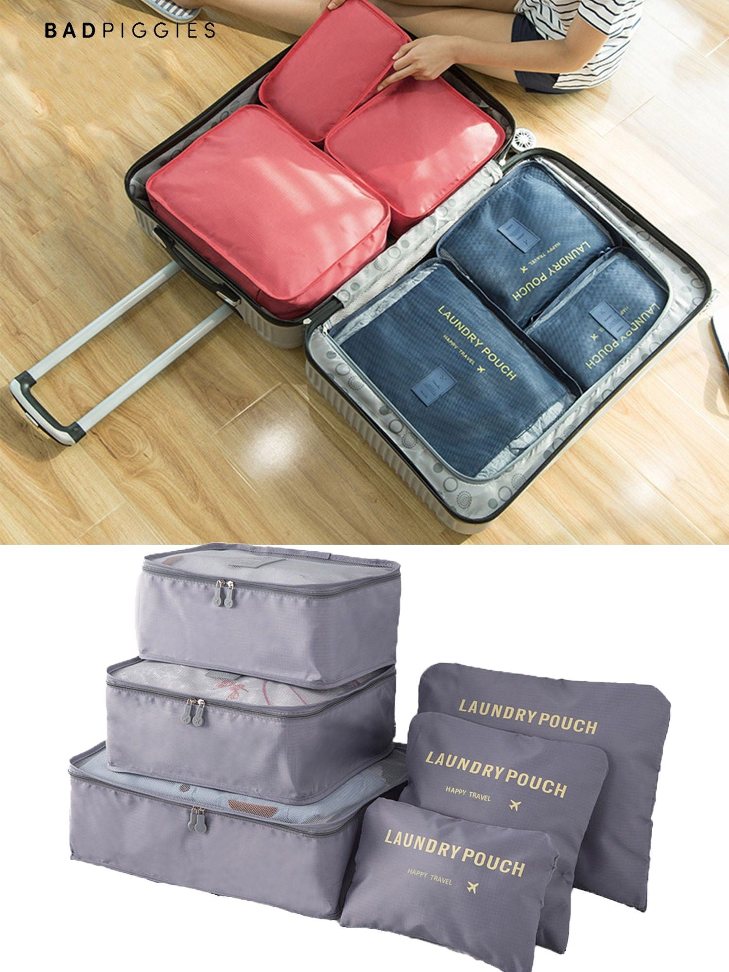 6Pcs Waterproof Clothes Storage Bags Packing Cube Travel Luggage Organizer Pouch 