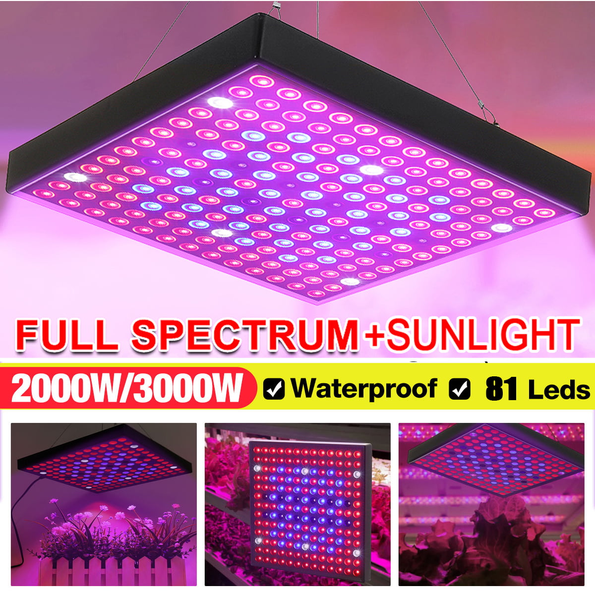 3000W LED Grow Light Sunlike Hydroponic Full Spectrum Indoor Plant Lamp Panel HY 