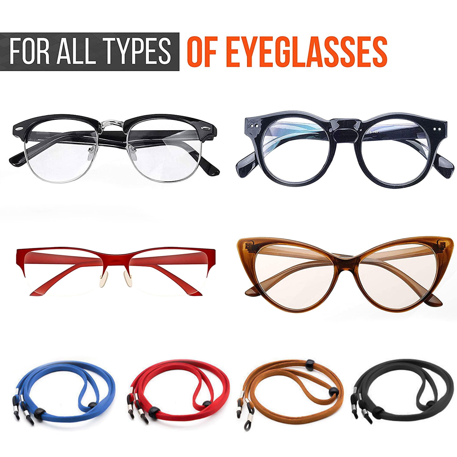 Eyeglass Chains PU Leather Adjustable Eyeglasses Retainer Strap Sunglasses Holder Spectacles Neck Cord String Lanyard