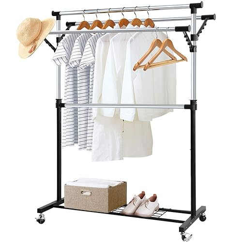 Camabel Clothing Garment Rack, Commercial Grade Adjustable Folding Garment Rack