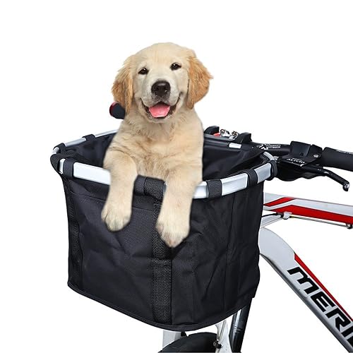 Folding Small Pet Cat Dog Carrier Front Removable Bicycle Handlebar Basket Quick Release Easy Install Detachable Cycling Bag Mountain Picnic Shopping YSONG Bike Basket