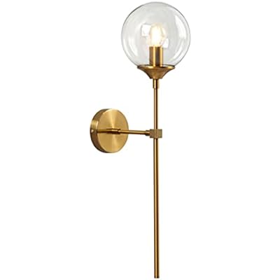 KCO Lighting Modern Wall Sconce Golden Mid Century Industrial Matte Globe Glass Wall Light for Bedroom Vanity Light Black