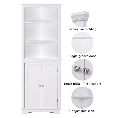 Free Standing Corner Storage Cabinet, Tall Corner Cabinet With Shelves