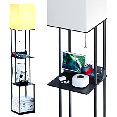 Sunmory Floor Lamp With Shelves, 3 Way Floor Lamp With Shelves