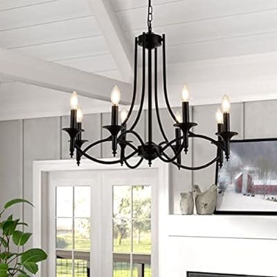 Pretoy 8 Light Candle Chandelier, White Kitchen Candle Chandelier
