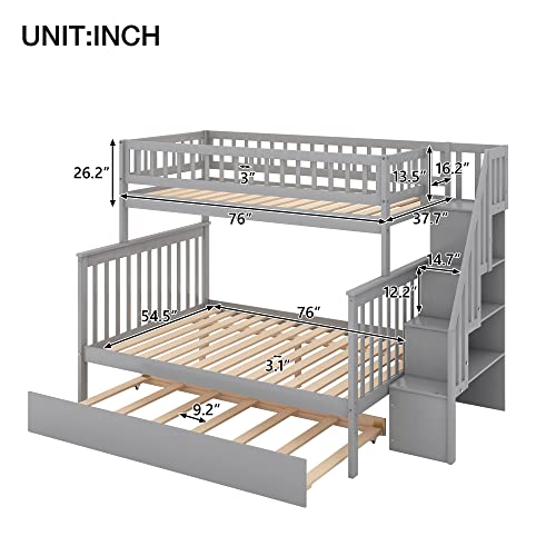 Bright Designs Twin Over Full Bunk Beds, Staircase Twin Bunk Bed Dimensions In Cms