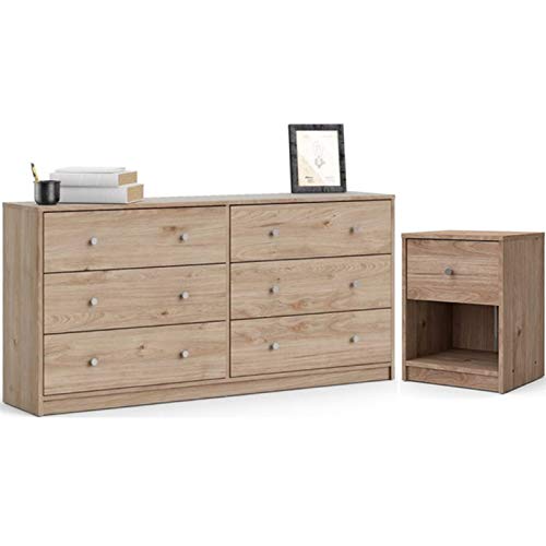 6 Drawer Double Dresser And Nightstand, Double Tall Boy Dresser