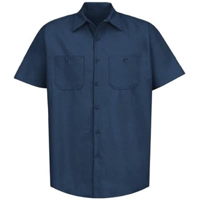 Red Kap Mens Size Industrial Work Shirt Regular Fit 5X-Large/Tall Navy Short Sleeve