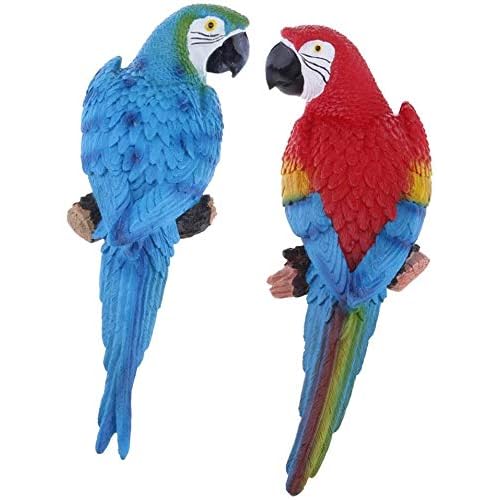 Realistic Animal Parrot Figure for Home Garden Statue Lawn Yard Decor 