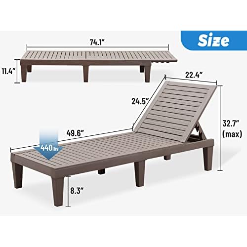 Superjare Outdoor Lounge Chair, Pool Lounge Chairs Waterproof
