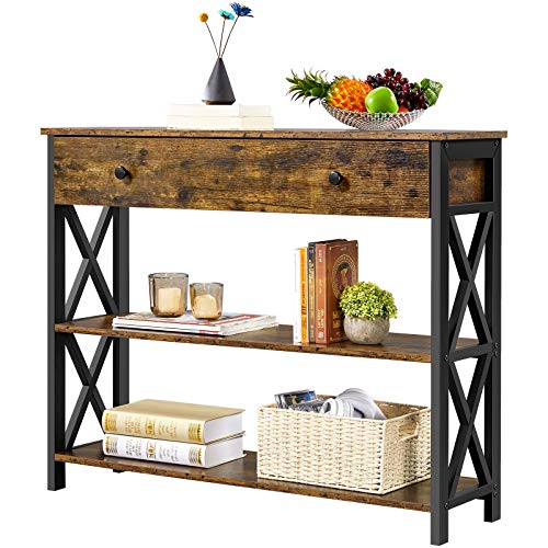 Drawer Sofa Table Narrow Console, Yaheetech Console Table