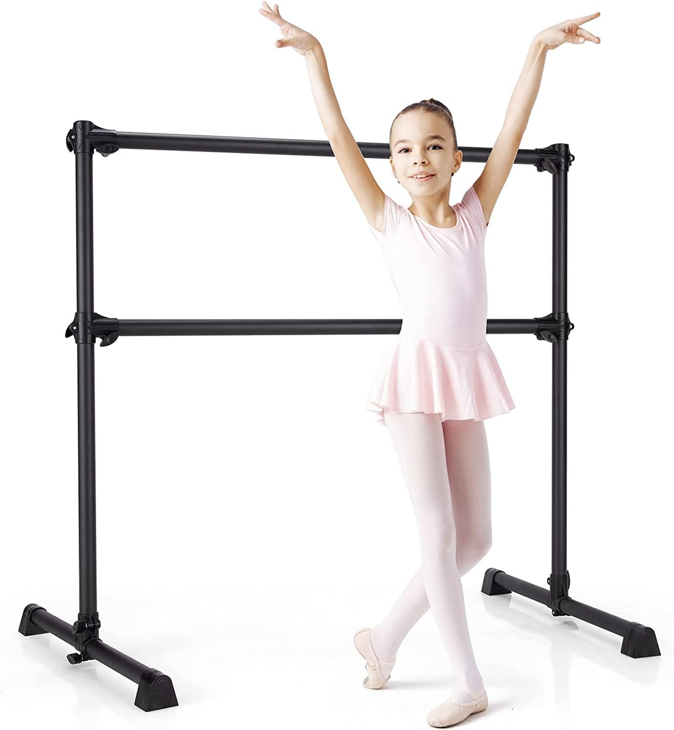 4ft Portable Double Freestanding Ballet Barre Base Home Adjustable Freestanding