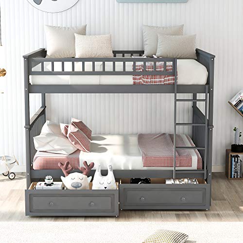 Full Bunk Bed With Two Storage Drawers, Is Bunk Beds Safe