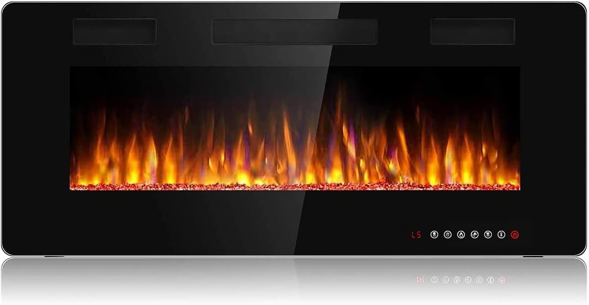 Bossin 42 Inch Ultra Thin Silence, Thinnest Electric Wall Mount Fireplace