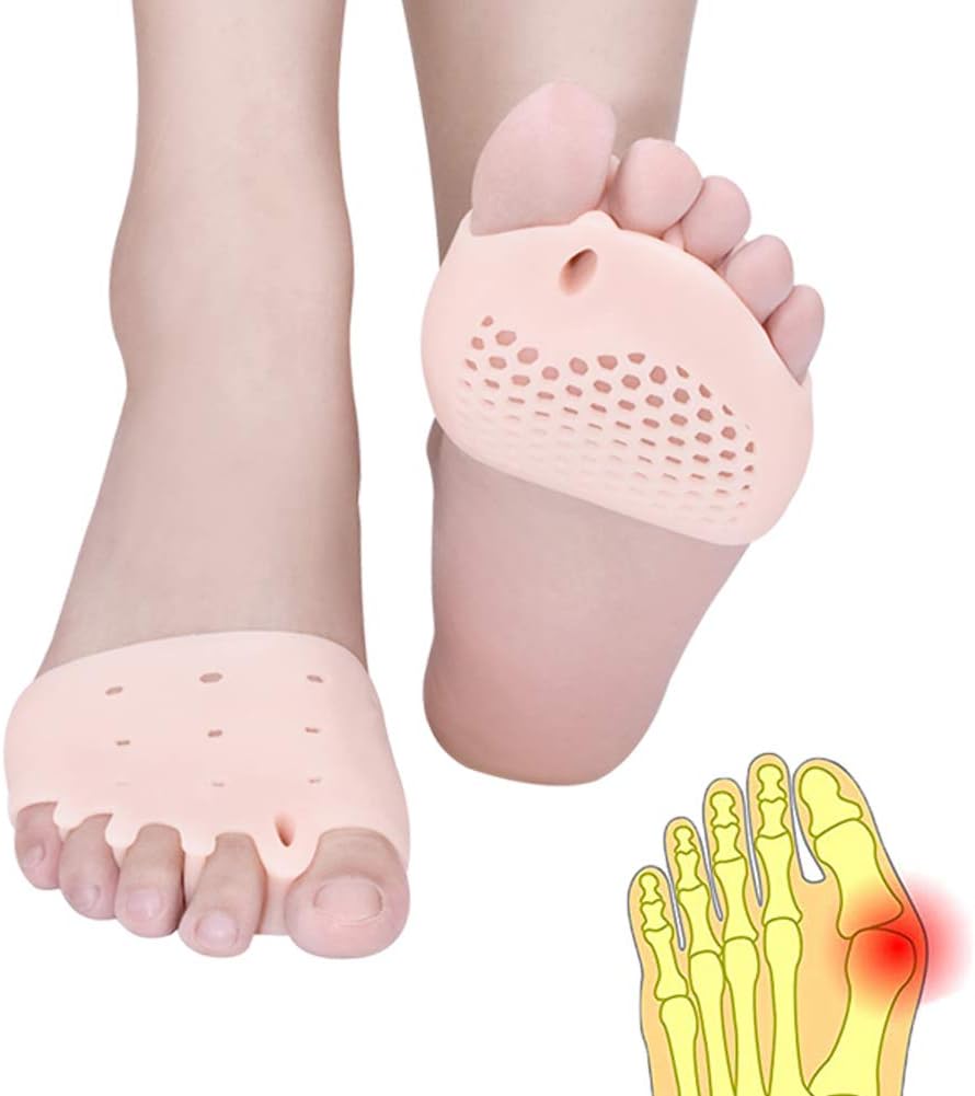 1Pair Foot Gel Forefoot Metatarsal Pain Relief Insole Cushion Ball of Foot Pad J 