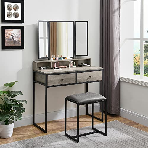 Vanity Table With Upholstered Stool, Small Black Vanity Desk