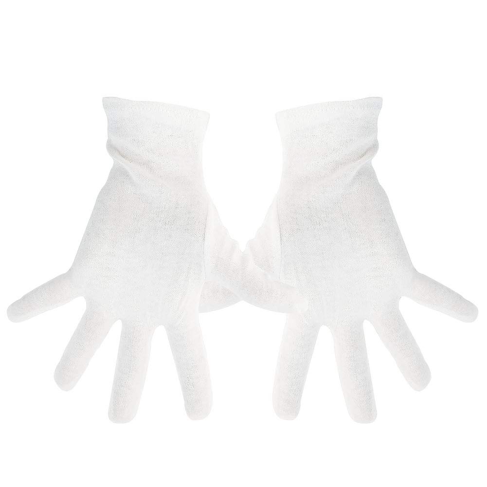 White Dents Womens Cotton Gloves Small