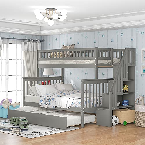 Twin Over Full Bunk Beds With, Twin Over Full Bunk Bed With Bookcase