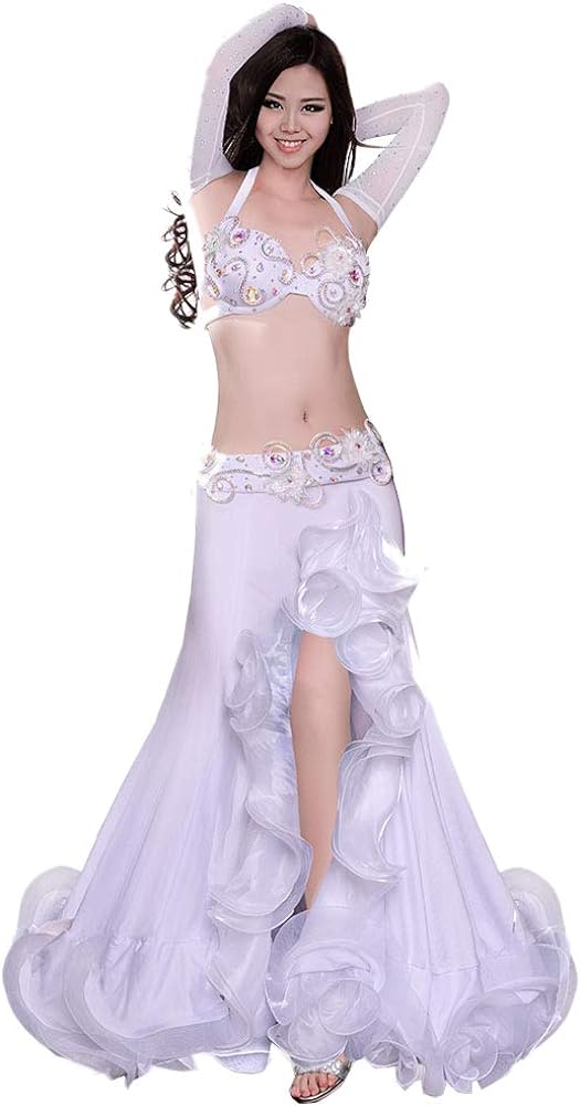 4PCS Bollywood Dance Costumes Belly Dance Dress for Women Skirt Indian Dance 
