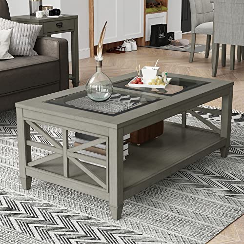 Solid Wood Coffee Table With, Gray Side Table With Storage