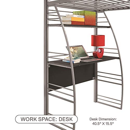 Dhp Studio Loft Bunk Bed Over Desk, Twin Loft Bed With Desk And Bookcase