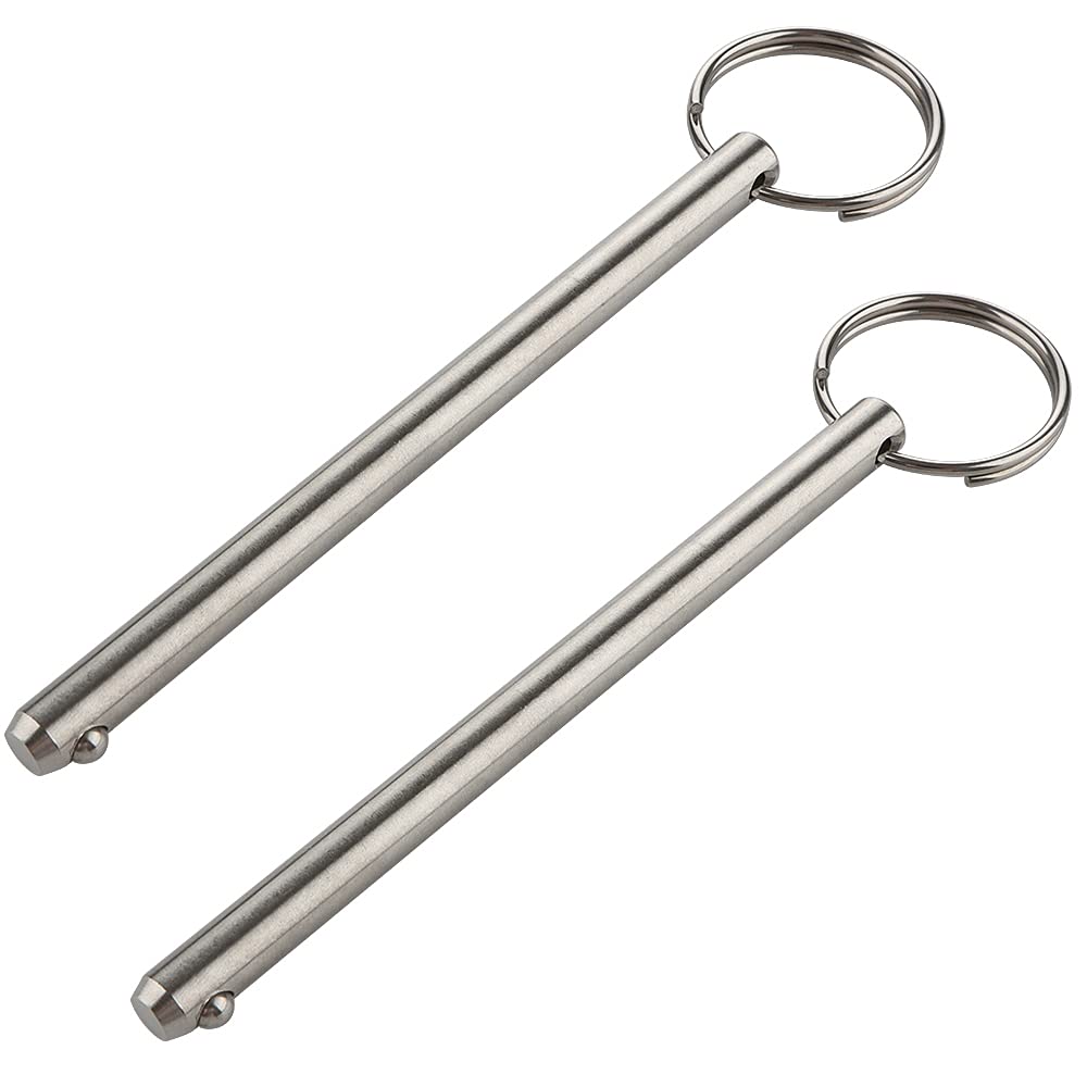 2 Pack Quick Release Pin Full 316 Stainless Steel Overall Length 4.1 Diameter 1/4 Bimini Top Pin Marine Hardware 105mm 89mm 6.3mm Usable Length 3-1/2 