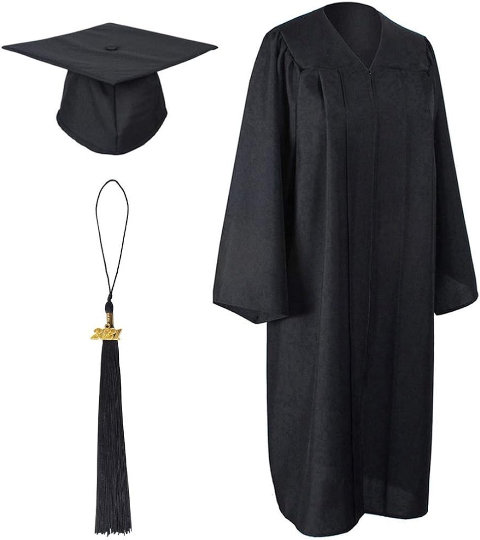 Size  Plus 3 Standard Matte Graduation Cap and Gown with Matching 2017 Tassel 