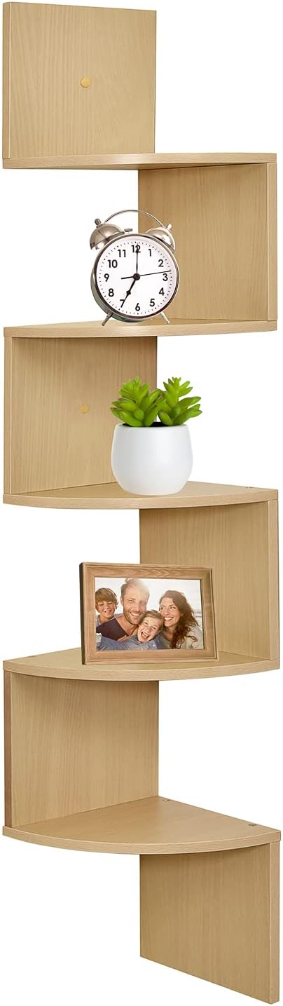 Assemble Wall Mount Corner Shelves, Greenco 4 Cube Intersecting Wall Mounted Floating Shelves Natural Finish