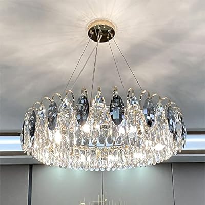 High Ceiling Light, Tiara 3 Light Crystal And Chrome Chandelier With K9