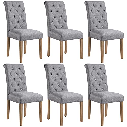 Yaheetech 6pcs Dining Chairs On, Dark Grey Dining Chair Wooden Legs