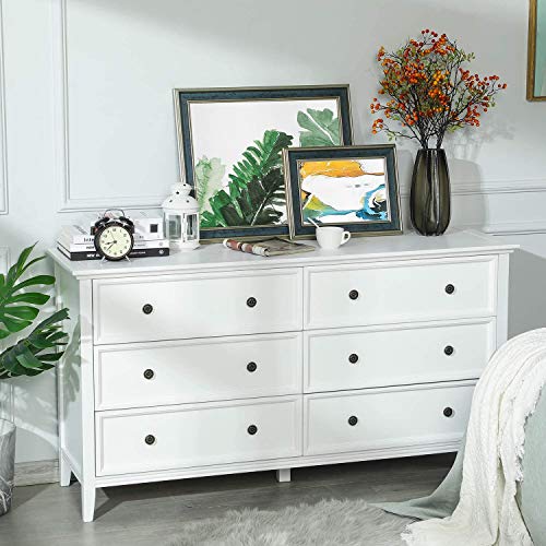 White 6 Draws Chest of Drawers Bedroom Furniture Hallway Tall Wide Storage