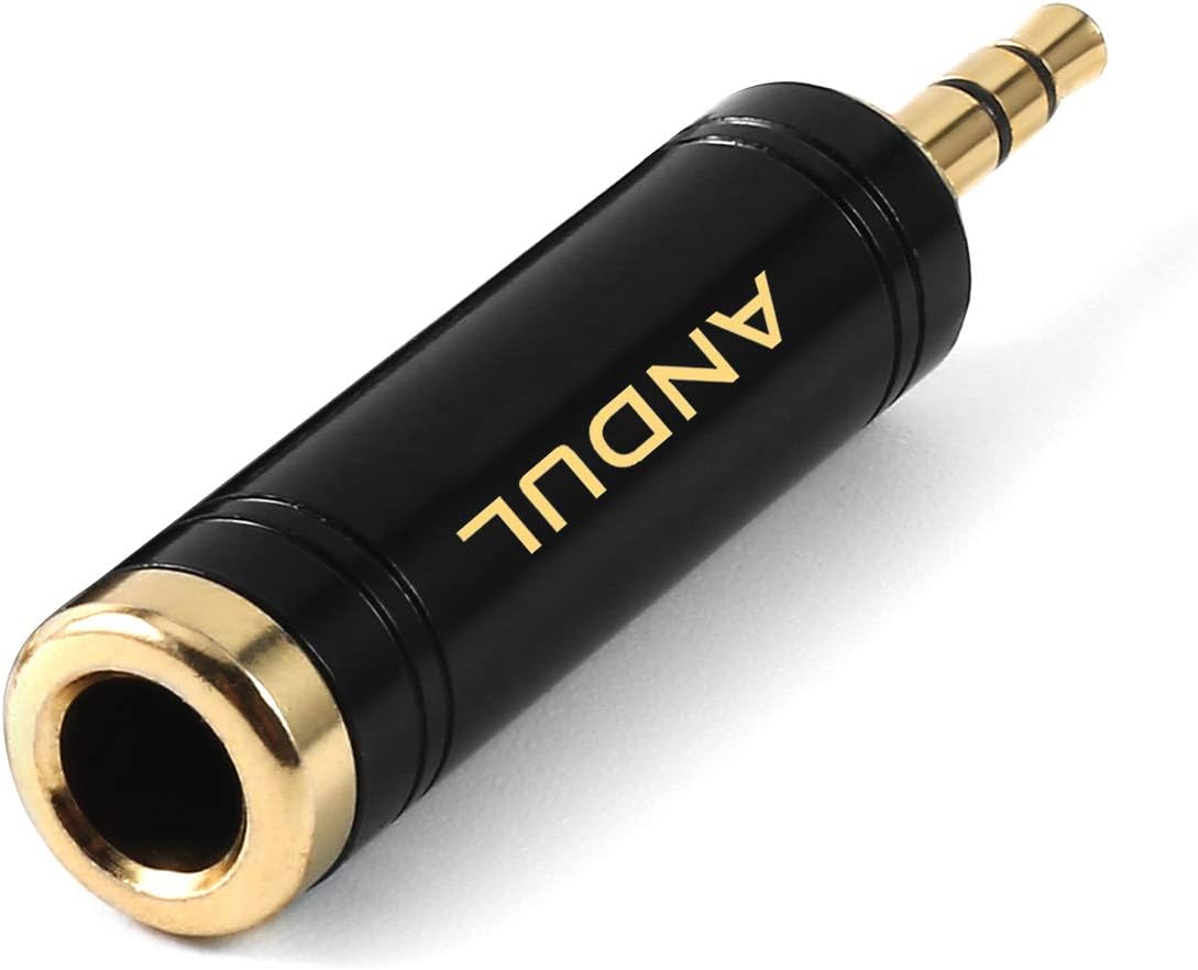 TISINO 6.35mm Female Headphone Jack Adapter 1/8 inch Male to 3.5mm 1/4 inch 2 Pack