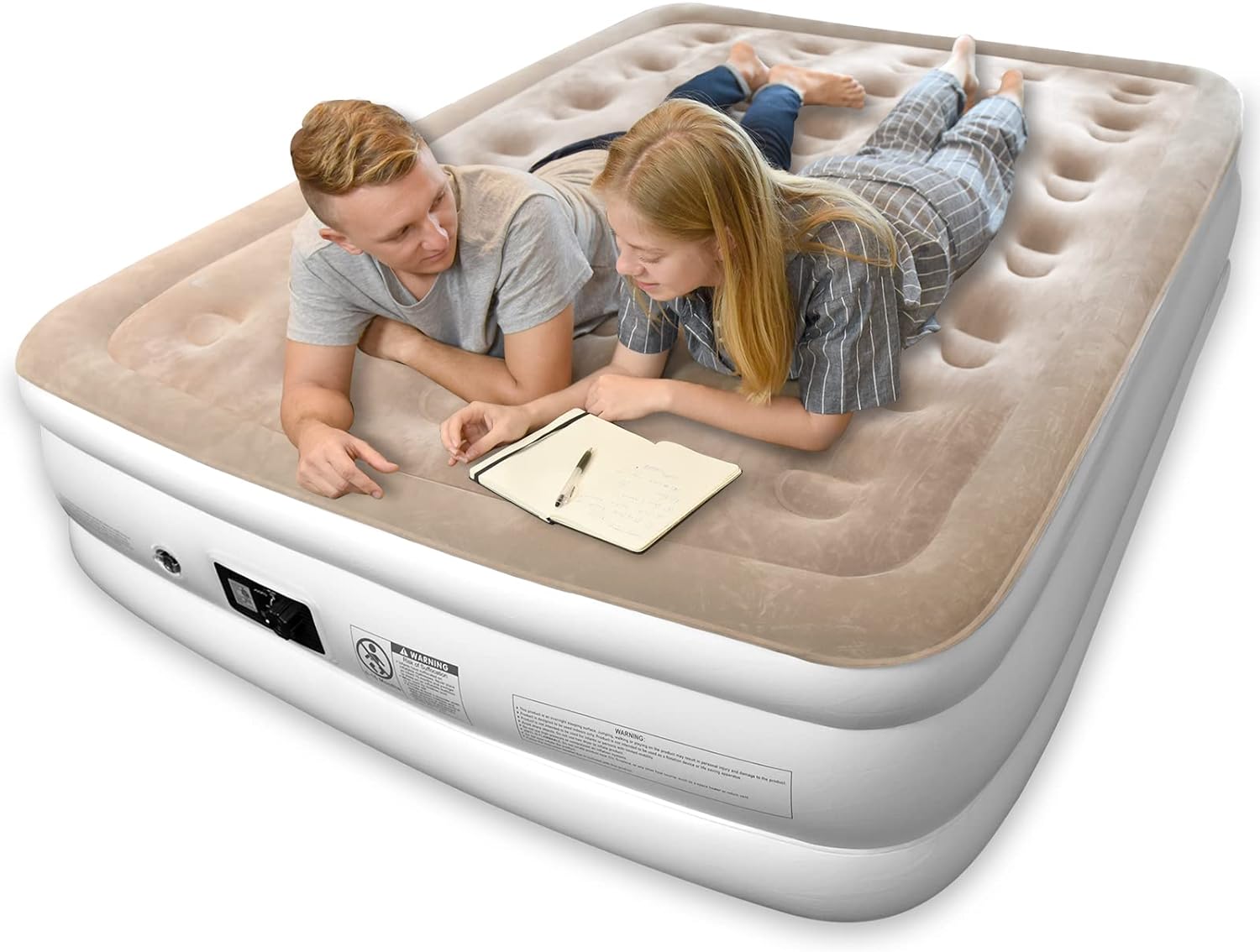 Queen Size Inflatable High Raised Double Air Bed Mattress Bed With Electric Pump 