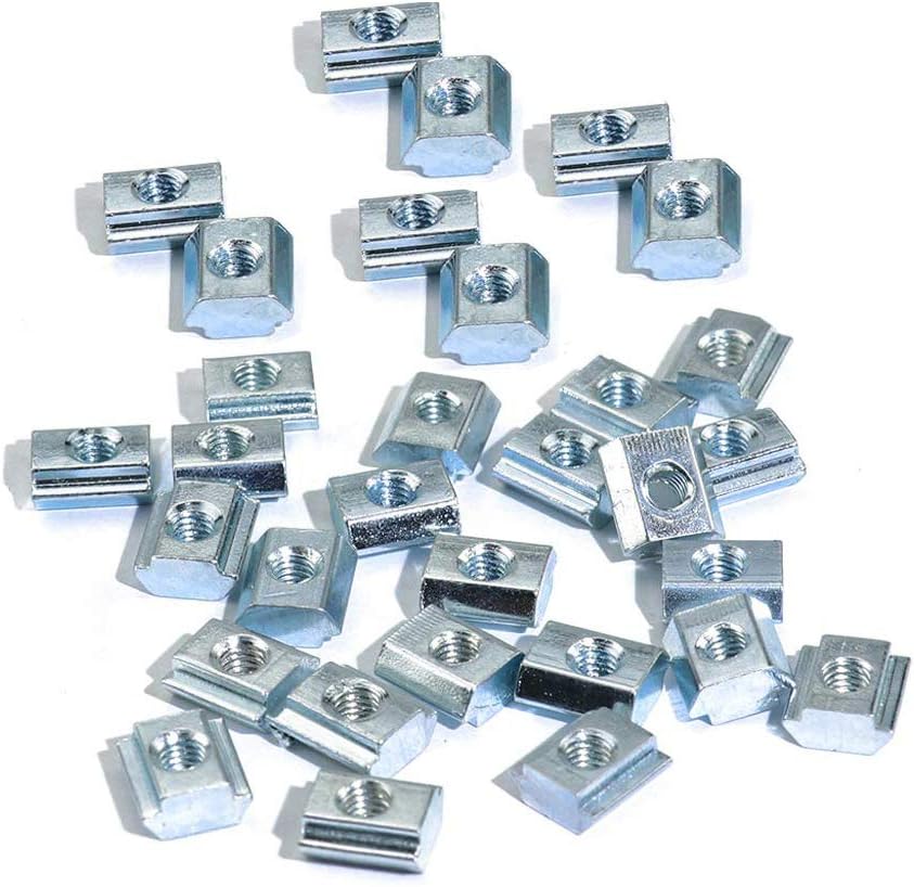 Silver T Nuts Screw Hammer Nut For 40 Series Aluminum Extrusion Slot 100pcs 