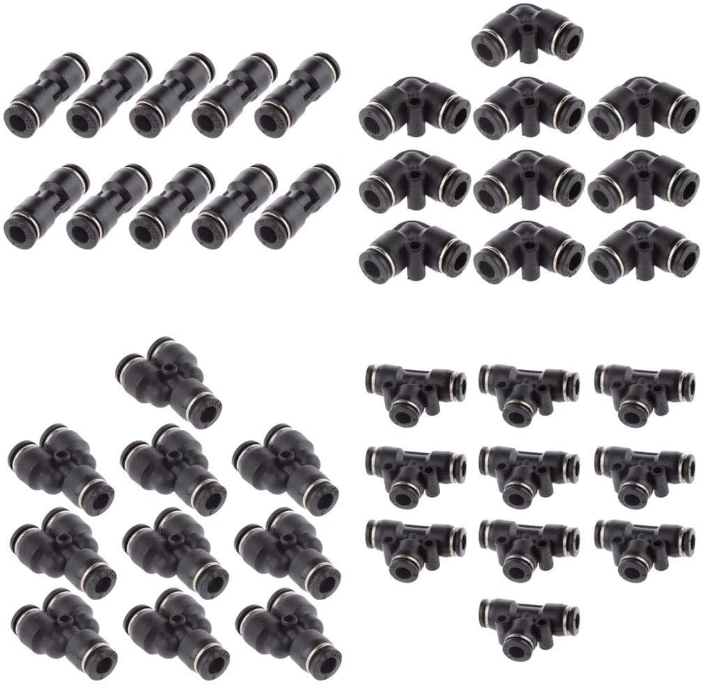 40pcs OD 6mm Tube 1/4In Pneumatic Connector Air Line Quick Accessories Plastic