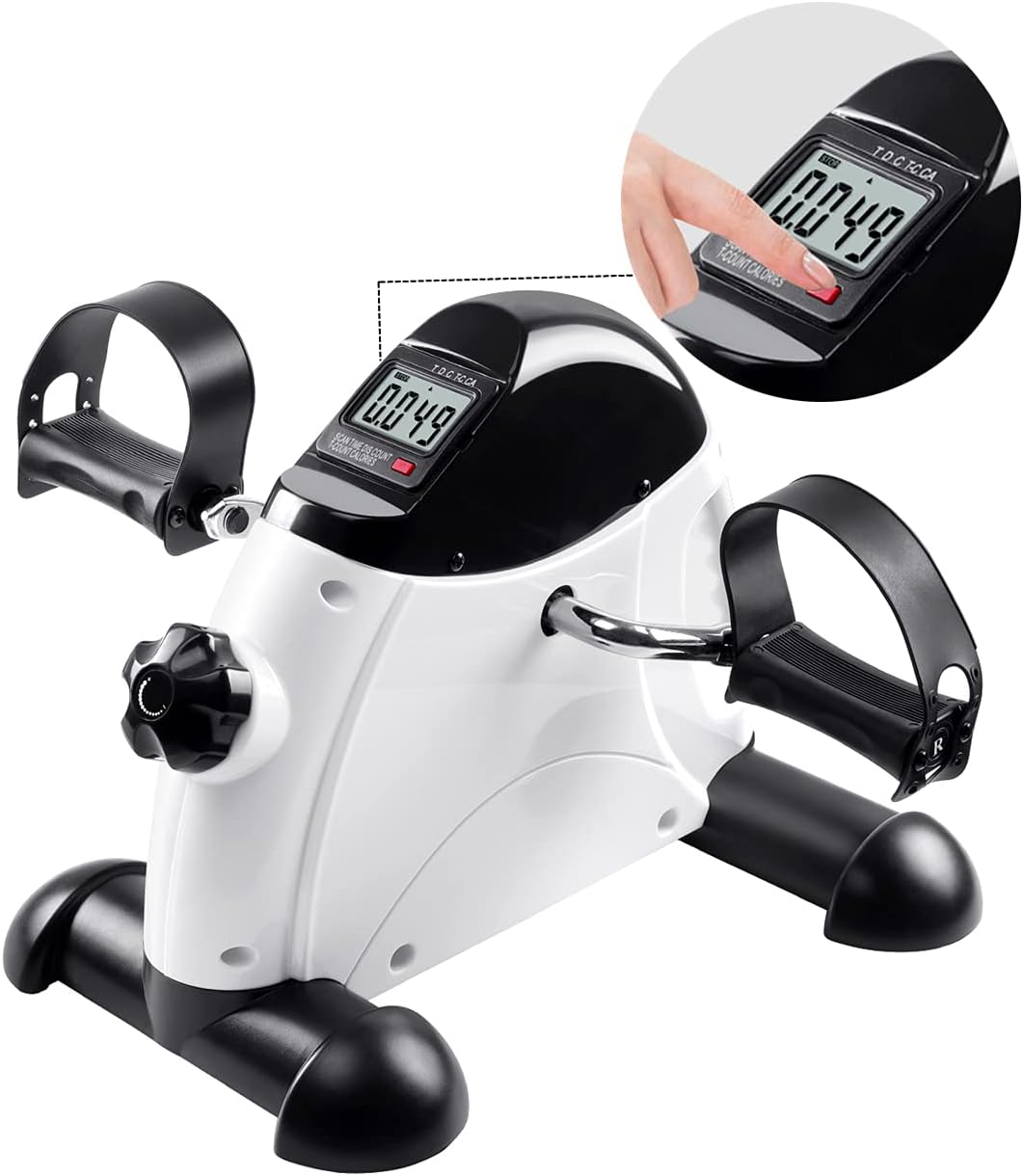 YOUSIS Pedal Exerciser Portable Mini Exercise Bike Home Leg Arm Exercise Equipment with LCD Display Adjustable Resistance for Fitness Cardio Training
