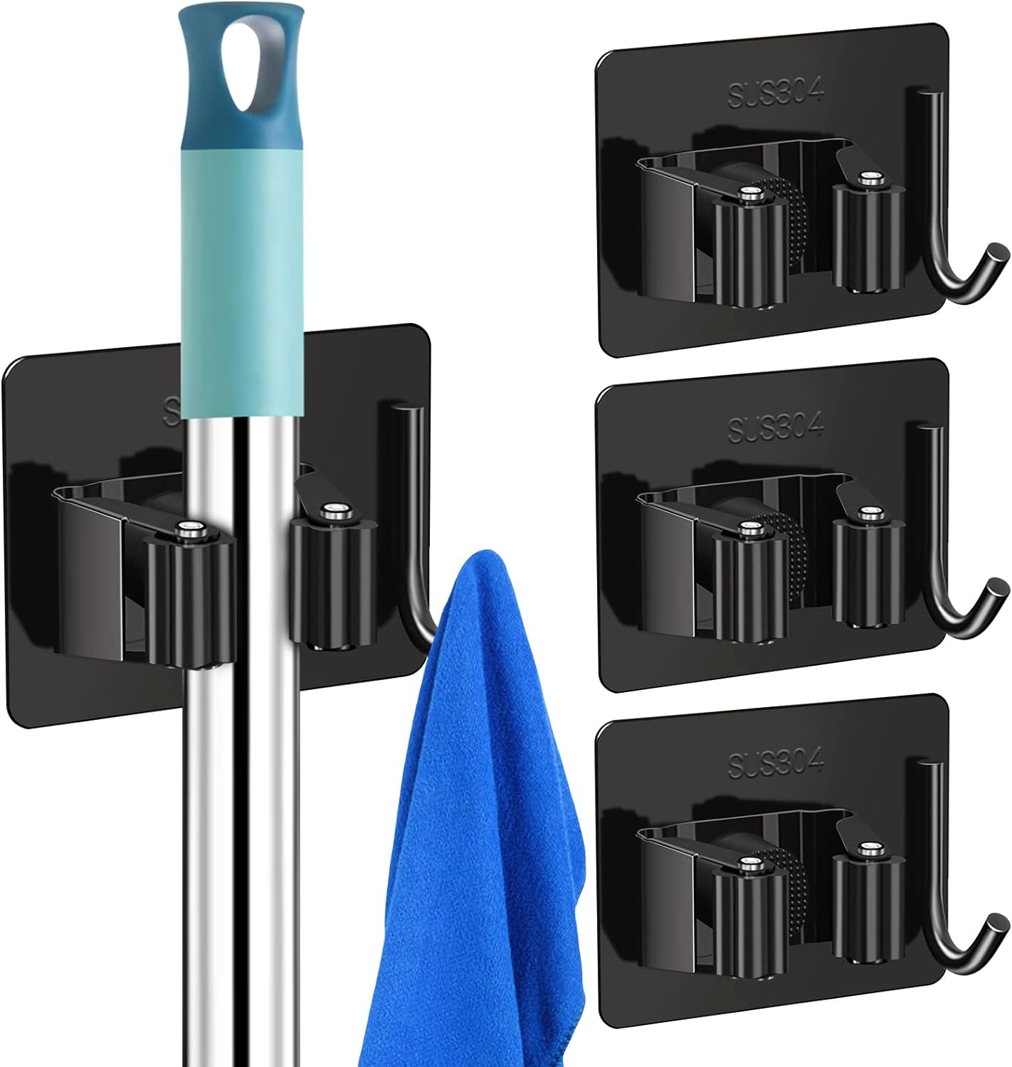 Self Adhesive Mop Holder Wall Mounted Hooks Broom Hanger Clip Hook Home Decor UK 