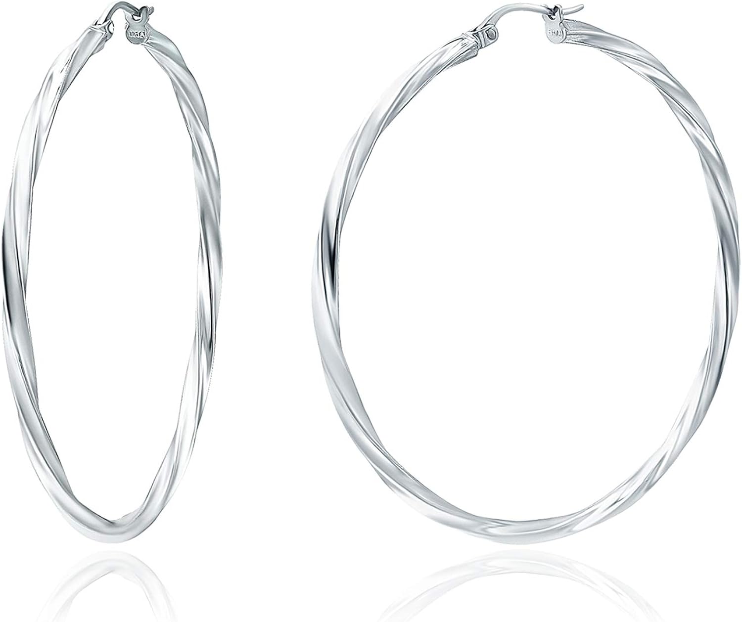 Sterling Silver Twisted Hoop Earrings Jewelry 
