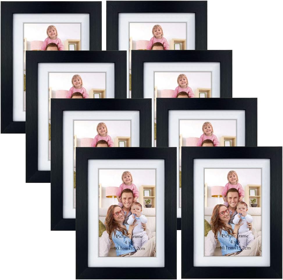 Giftgarden 5x7 Picture Frames 7 Pack Real Glass Black Frames Set for Tabletop or Wall Display