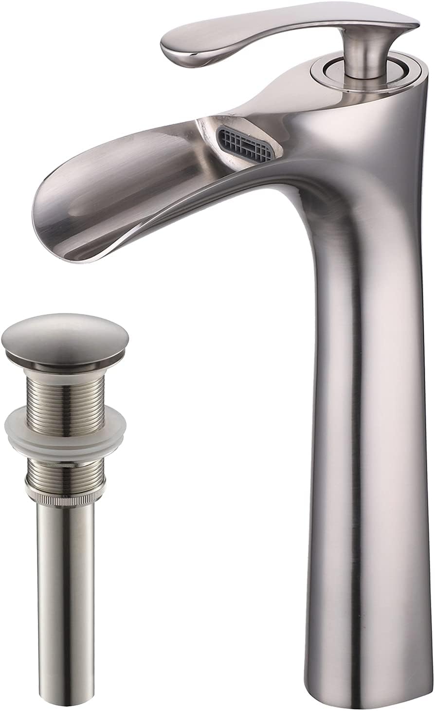 8" Brushed Nickel Bathroom Sink Faucet Waterfall Lavatory One Hole/Handle Taps