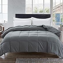 Luxury Fluffy & Lightweight Grey, 82 x 86 inches Winter Warm Comforter Ultra Soft Quilted Duvet Insert with Corner Tabs KARRISM All Season Down Full Alternative Comforter Wavy Box Stitched