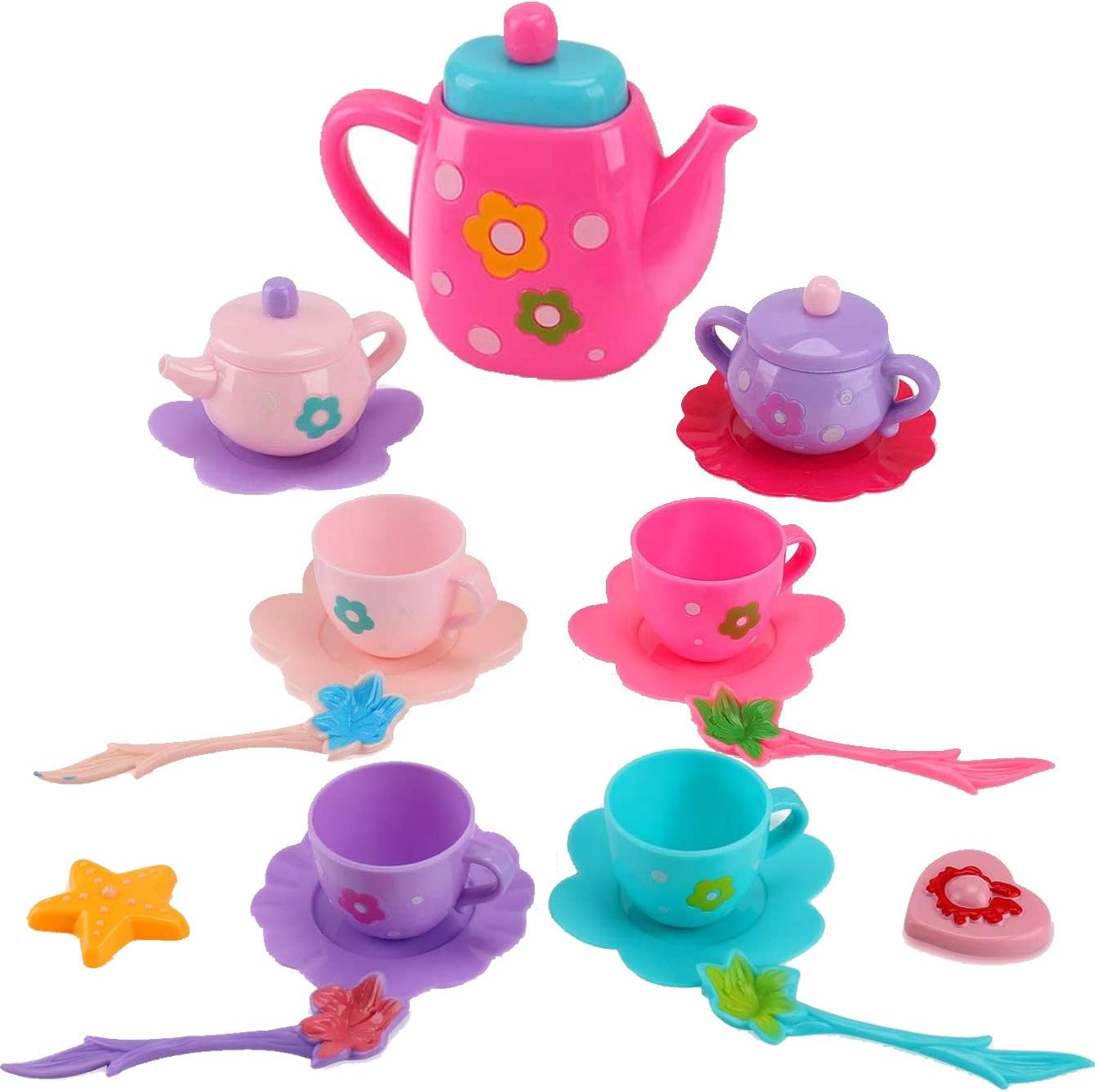 Boys Girs Pretend Play Tea Party Playset Cup Tea Pot Saucer and More  Pcs Set 