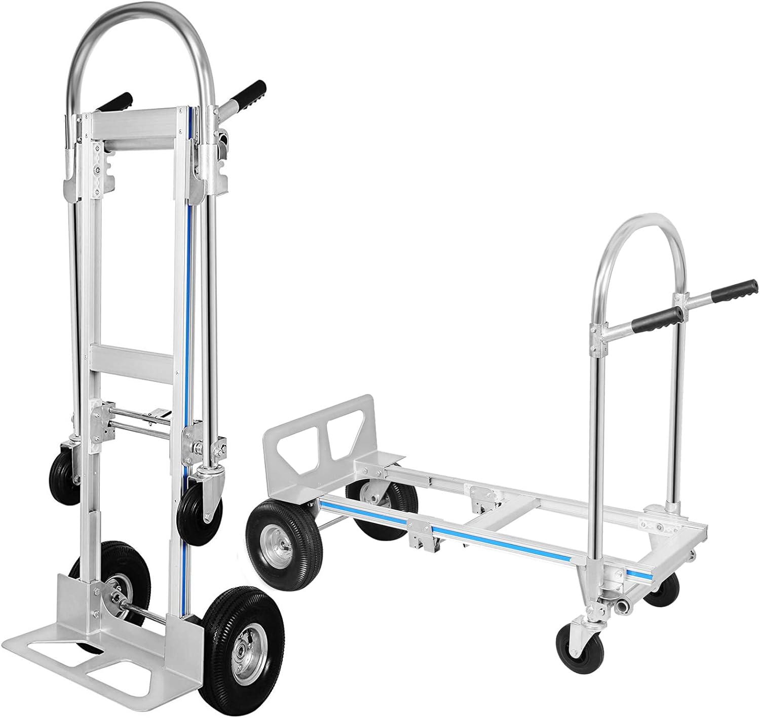 3 in 1 Aluminum Hand Truck Convertible 770LBS Collapsible Trolley Dolly Platform 