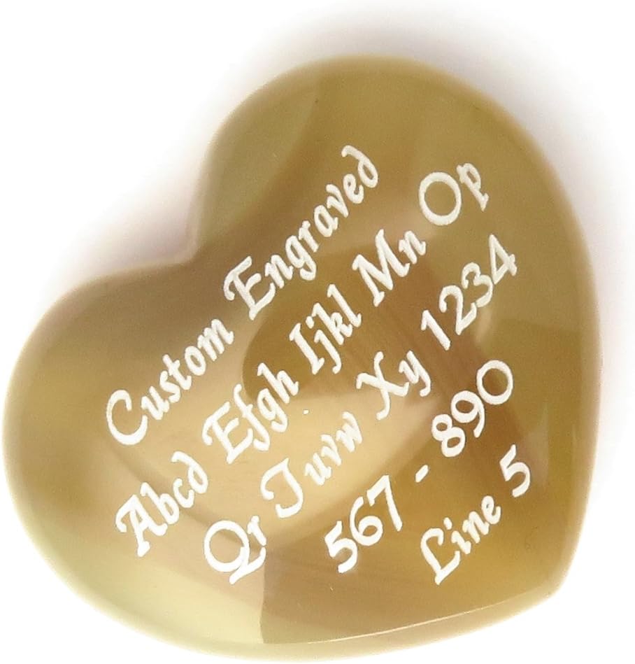 Custom Engraved BLUE Agate Heart 40mm or 1.5 in Personalized LOVE STONES 