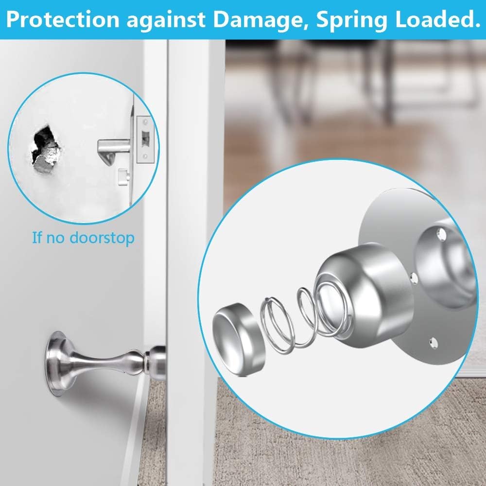 2 Pack Magnetic Door Stop Magnetic Door Catch Screws for Stronger Mount 2 Pack for Less Cost Hold Your Door Open Stainless Steel Double-Sided Adhesive Tape No Drilling Door Stopper